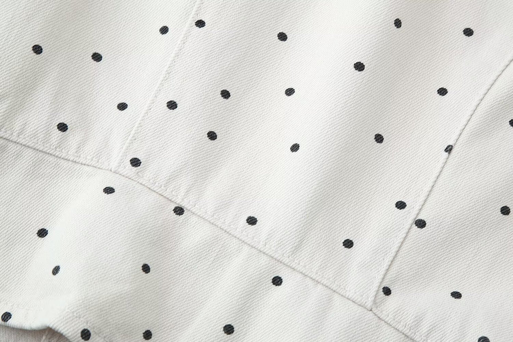 Women Clothing Summer Polka Dot Slim Jacket Mid Waist