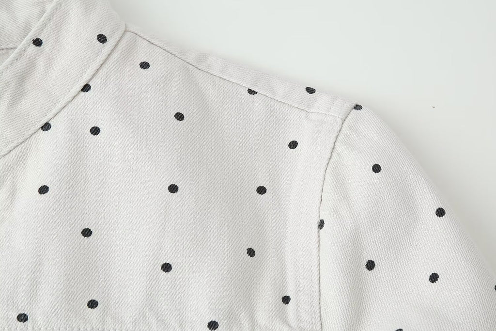 Women Clothing Summer Polka Dot Slim Jacket Mid Waist