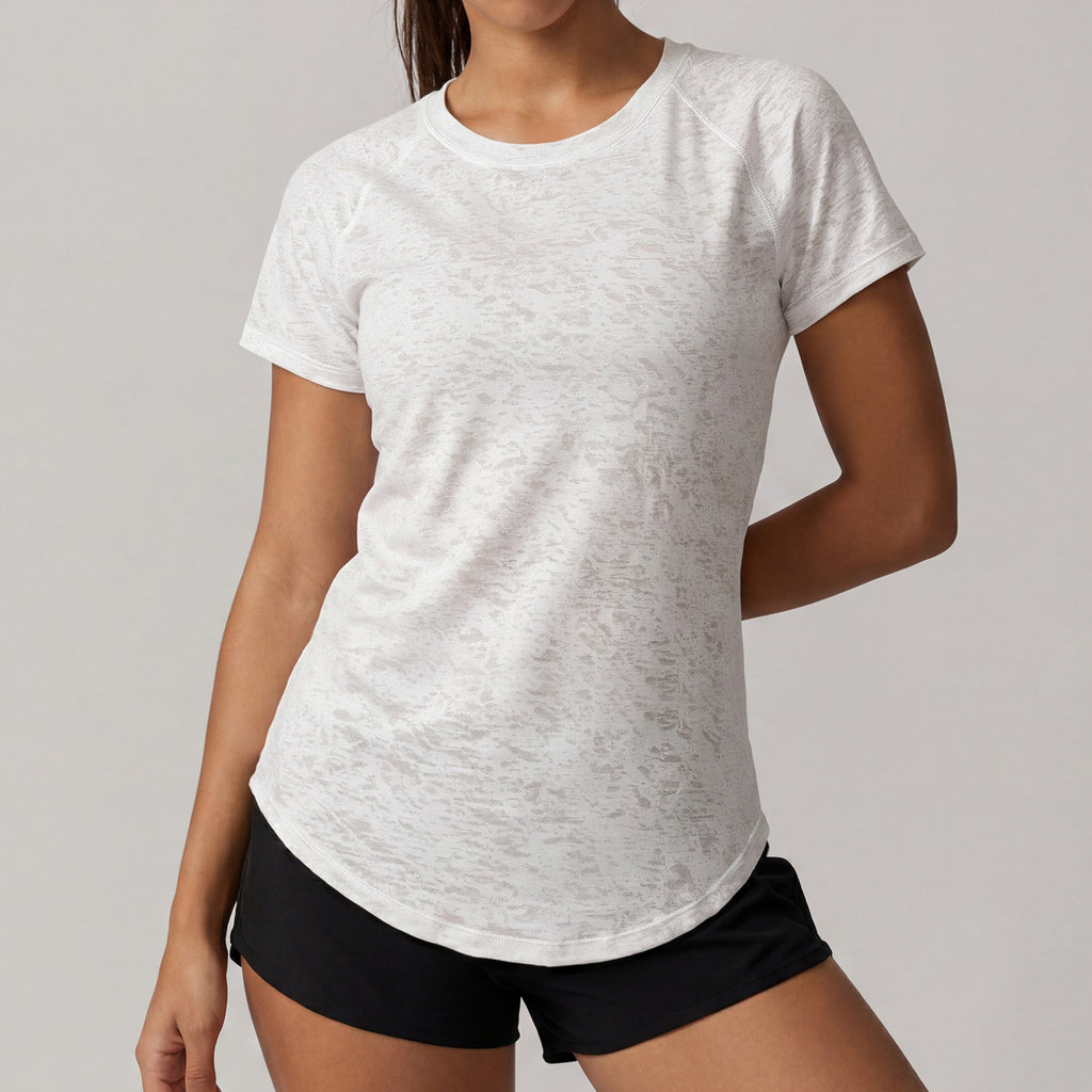 Summer Cool Feeling Ice Silk Cut Out Jacquard Short Sleeve