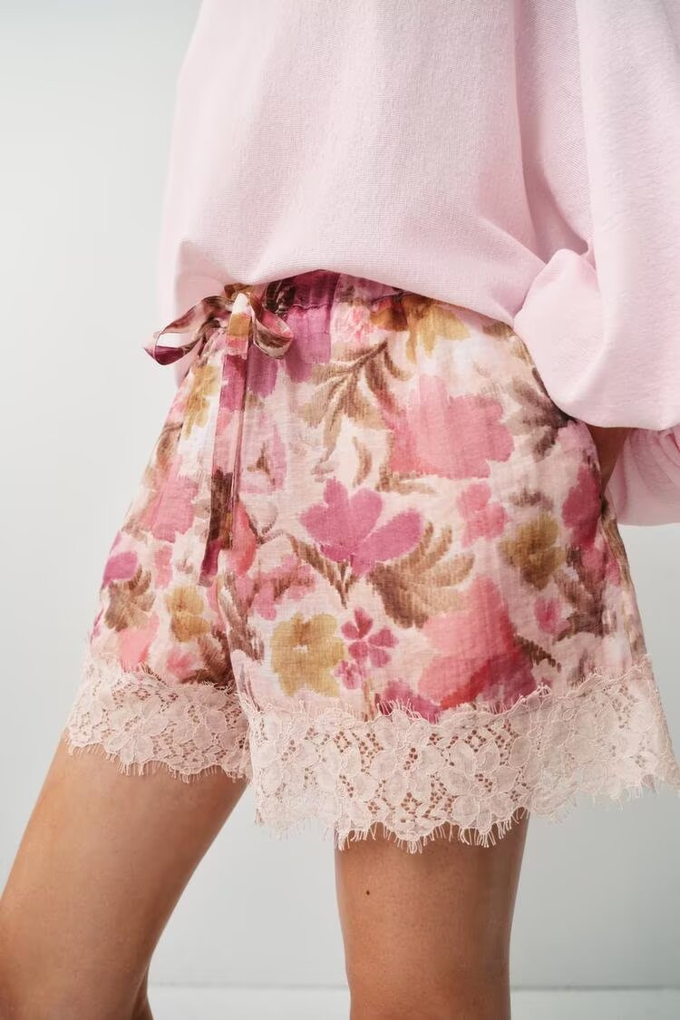 Women Clothing Charm Elastic Drawstring Waist Floral Print