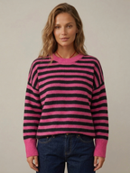 Autumn Winter Casual Contrast Color Striped Sweater Women
