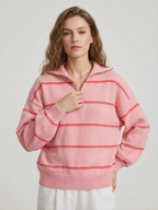 Striped Zipper Sweater Women Autumn Winter Sweater Arrival