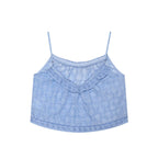 Women Clothing Hollow Out CO Embroidery Top Washing Effect