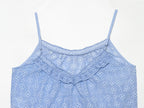 Women Clothing Hollow Out CO Embroidery Top Washing Effect