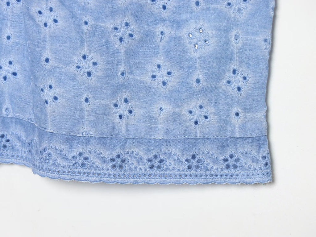Women Clothing Hollow Out CO Embroidery Top Washing Effect
