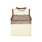Women Clothing Summer Artistic Contrast Color Design round