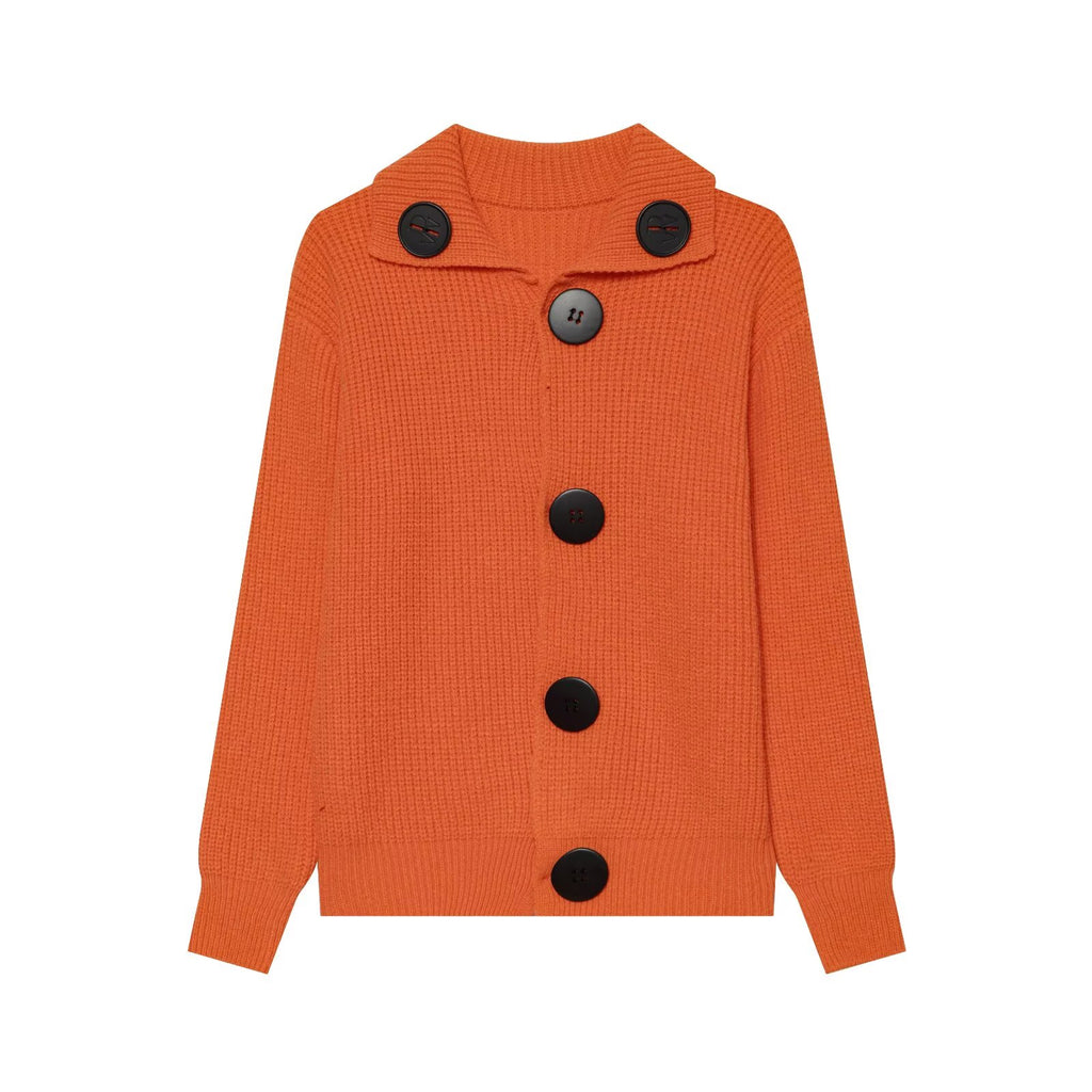 Autumn Winter Long Sleeve Loose Korean Big Buckle Collared