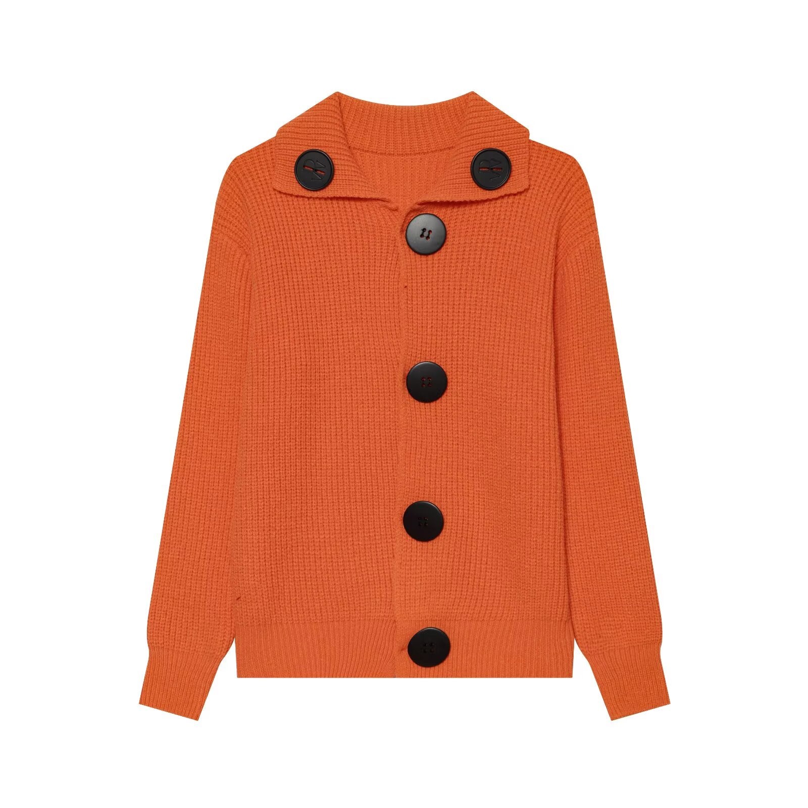 Autumn Winter Long Sleeve Loose Korean Big Buckle Collared