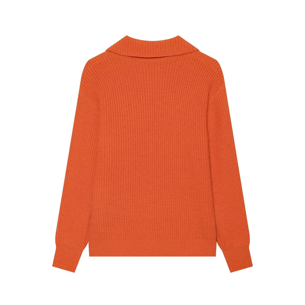 Autumn Winter Long Sleeve Loose Korean Big Buckle Collared