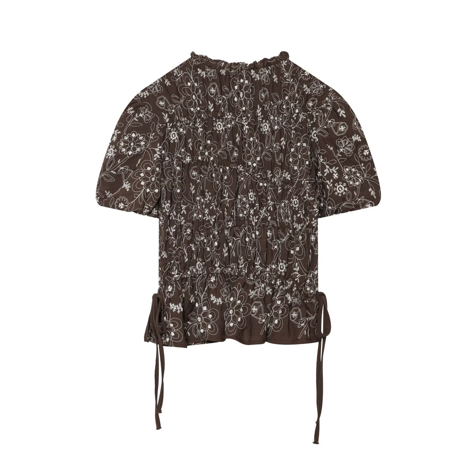 Women Clothing All Match Slim Fit Embroidered Printed Top