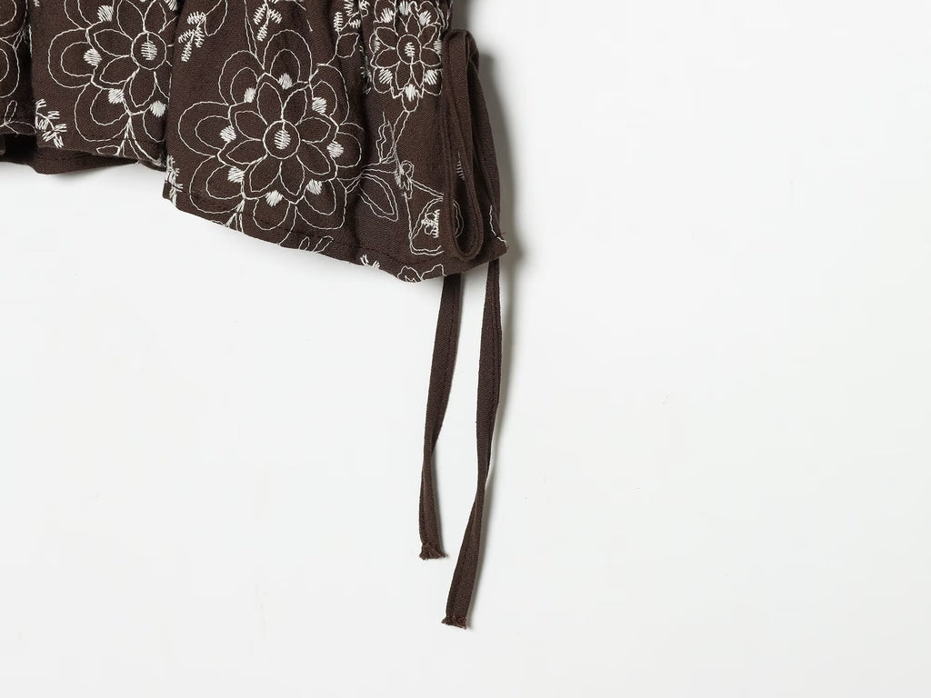 Women Clothing All Match Slim Fit Embroidered Printed Top