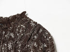 Women Clothing All Match Slim Fit Embroidered Printed Top