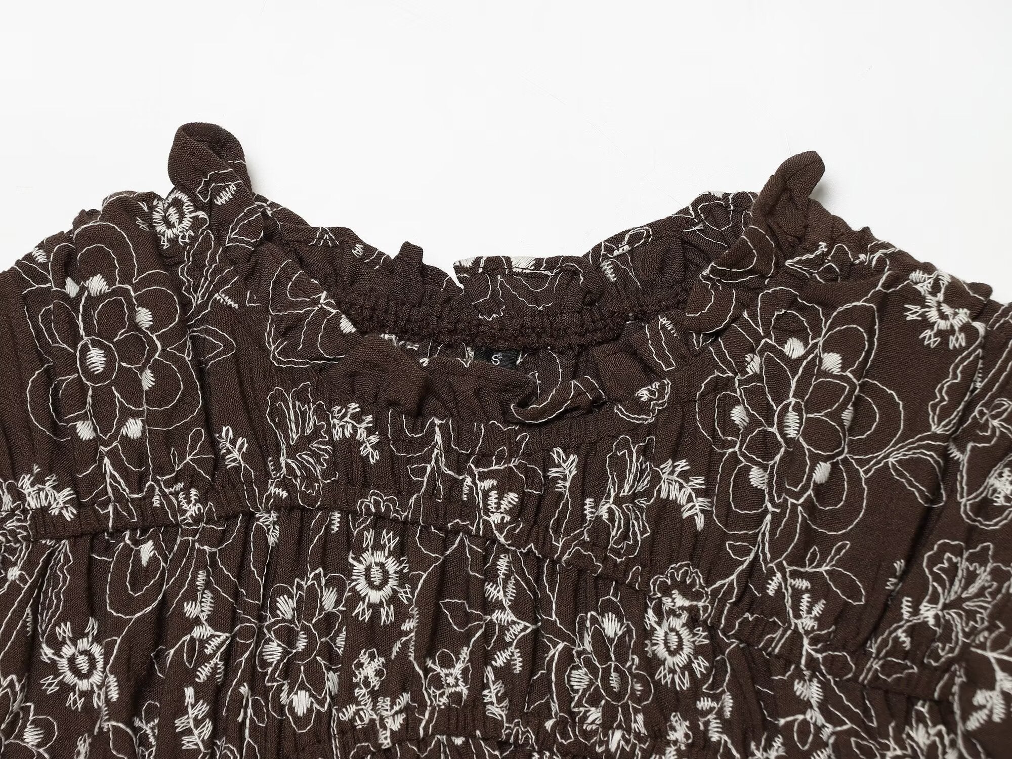 Women Clothing All Match Slim Fit Embroidered Printed Top