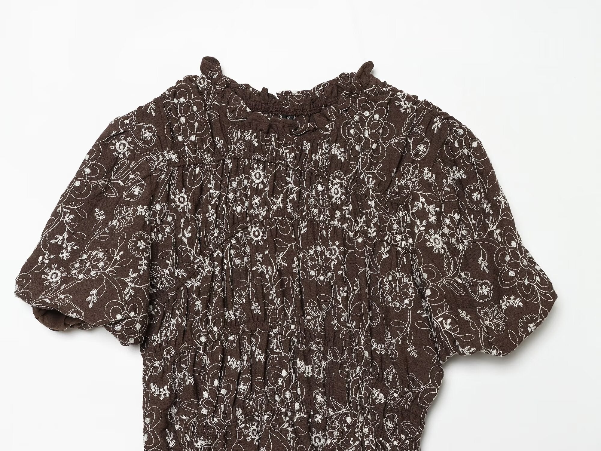 Women Clothing All Match Slim Fit Embroidered Printed Top