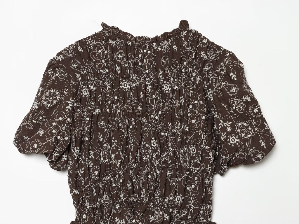 Women Clothing All Match Slim Fit Embroidered Printed Top