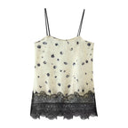 Women Clothing Satin Printed Lace Top Satin Printed Lace Culottes