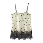 Women Clothing Satin Printed Lace Top Satin Printed Lace Culottes