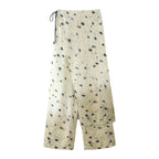 Women Clothing Satin Printed Lace Top Satin Printed Lace Culottes