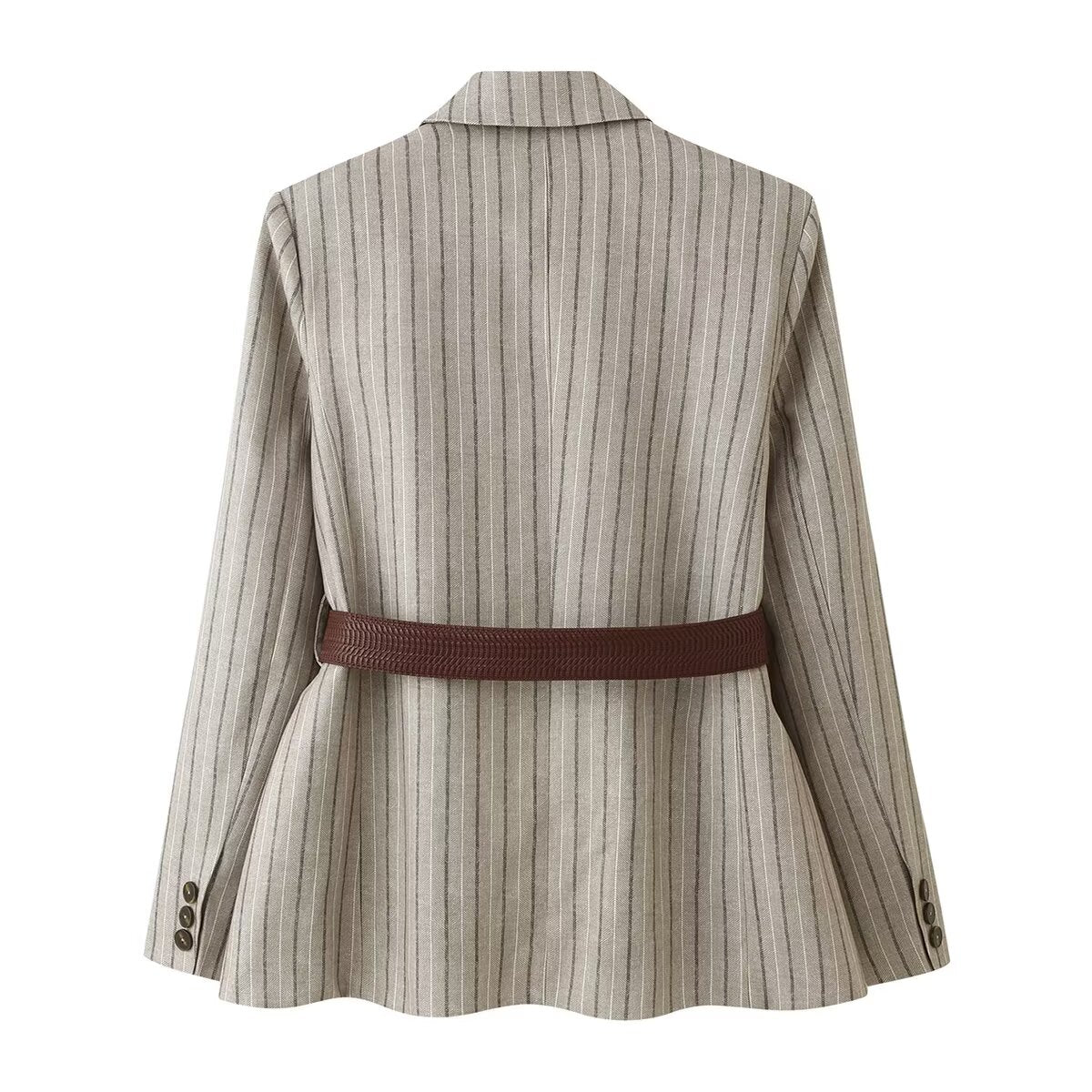 Women Clothing Summer Office with Belt Herringbone Twill