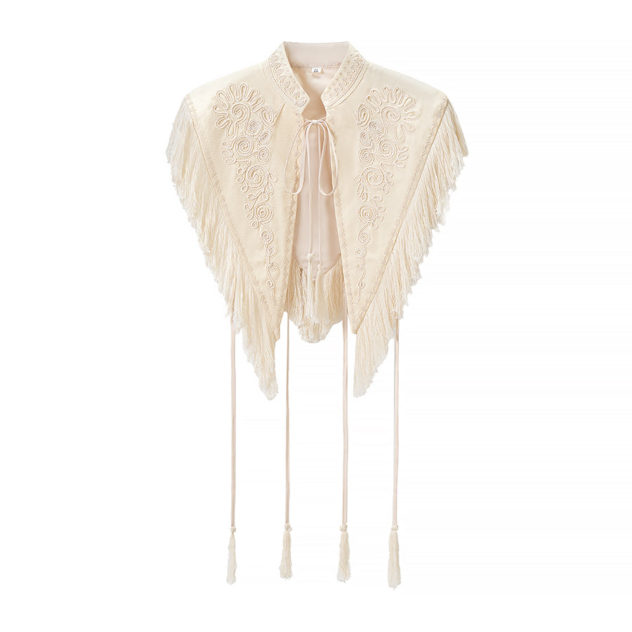 French Elegant Tassel Machine Embroidery Cape Top