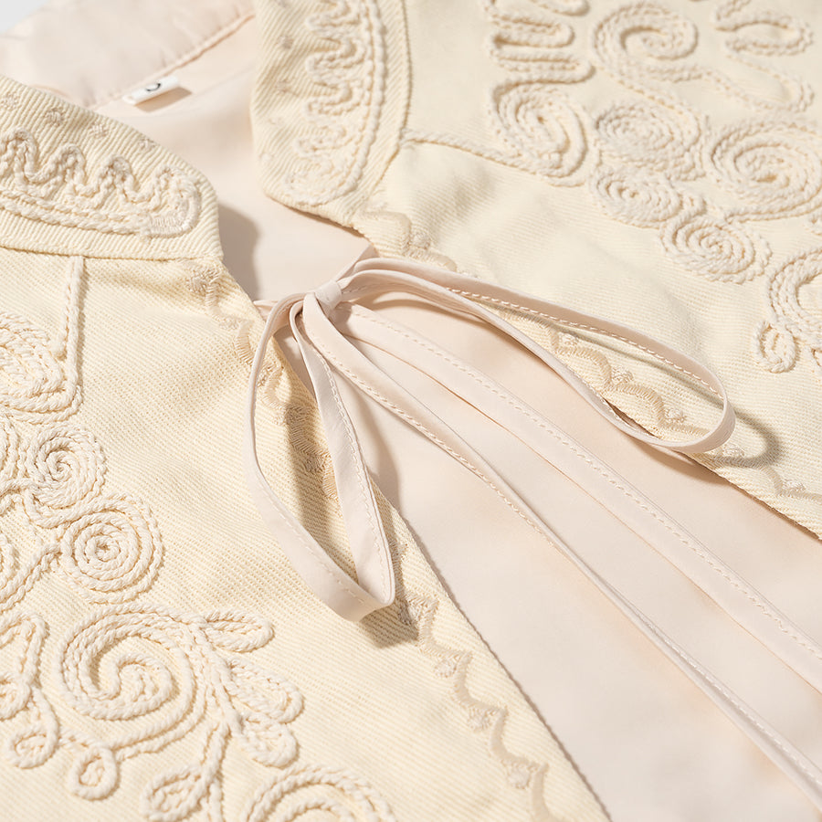 French Elegant Tassel Machine Embroidery Cape Top
