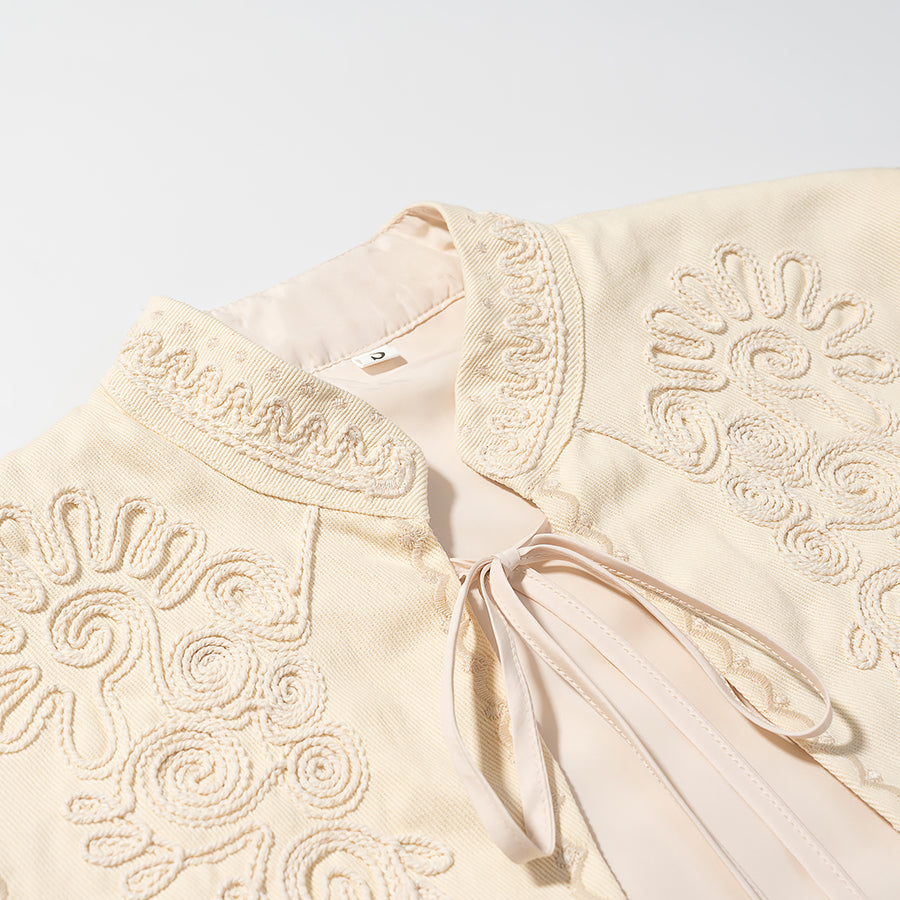 French Elegant Tassel Machine Embroidery Cape Top