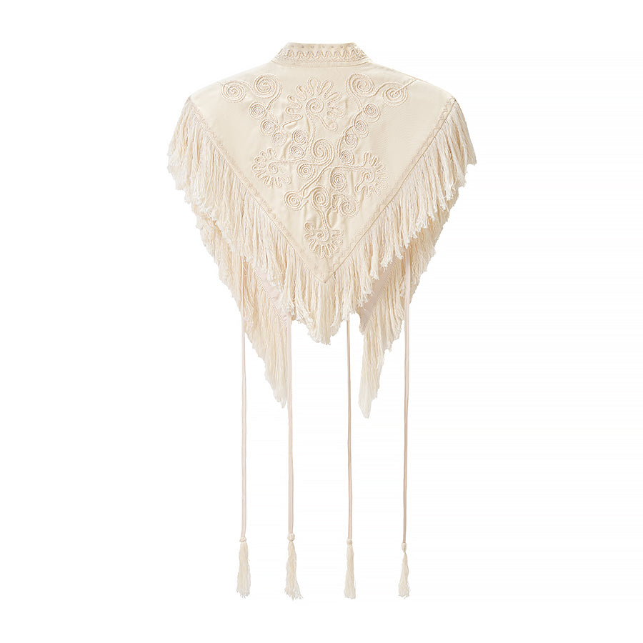 French Elegant Tassel Machine Embroidery Cape Top
