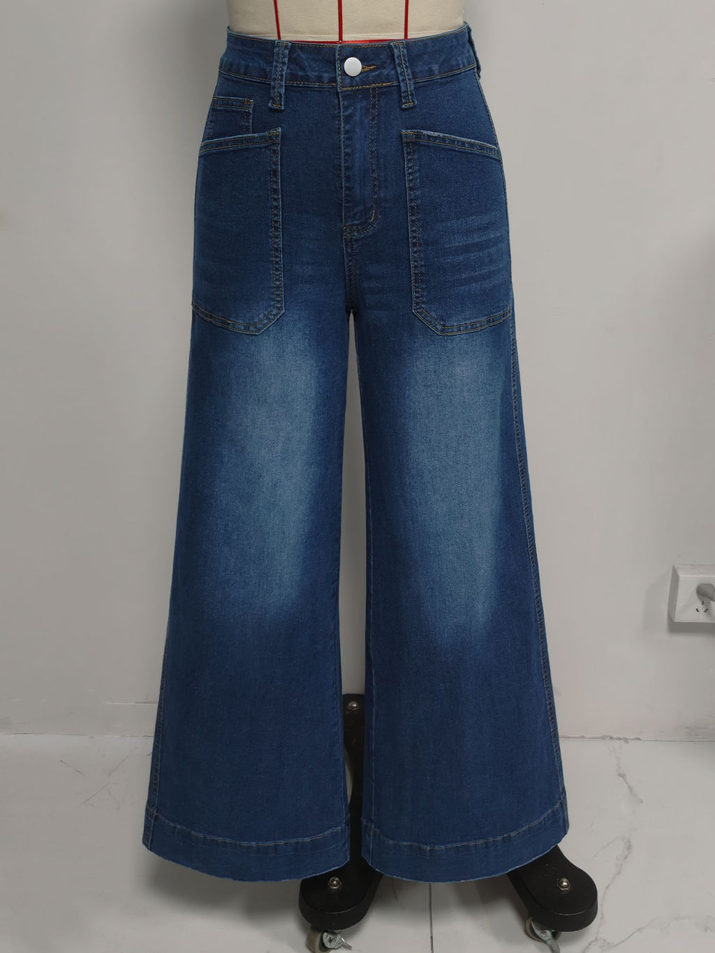 HW Large Pocket WL Jeans Women Retro Washed Loose Drooping