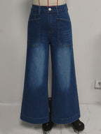 HW Large Pocket WL Jeans Women Retro Washed Loose Drooping