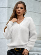 V neck Pullover Long Sleeve Sweater Women Clothing