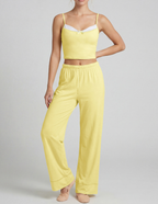 Chest Pad Yoga Vest Summer Gym Training Clothes High Elastic All Match Wide Leg Pants Sports Two Piece Sets