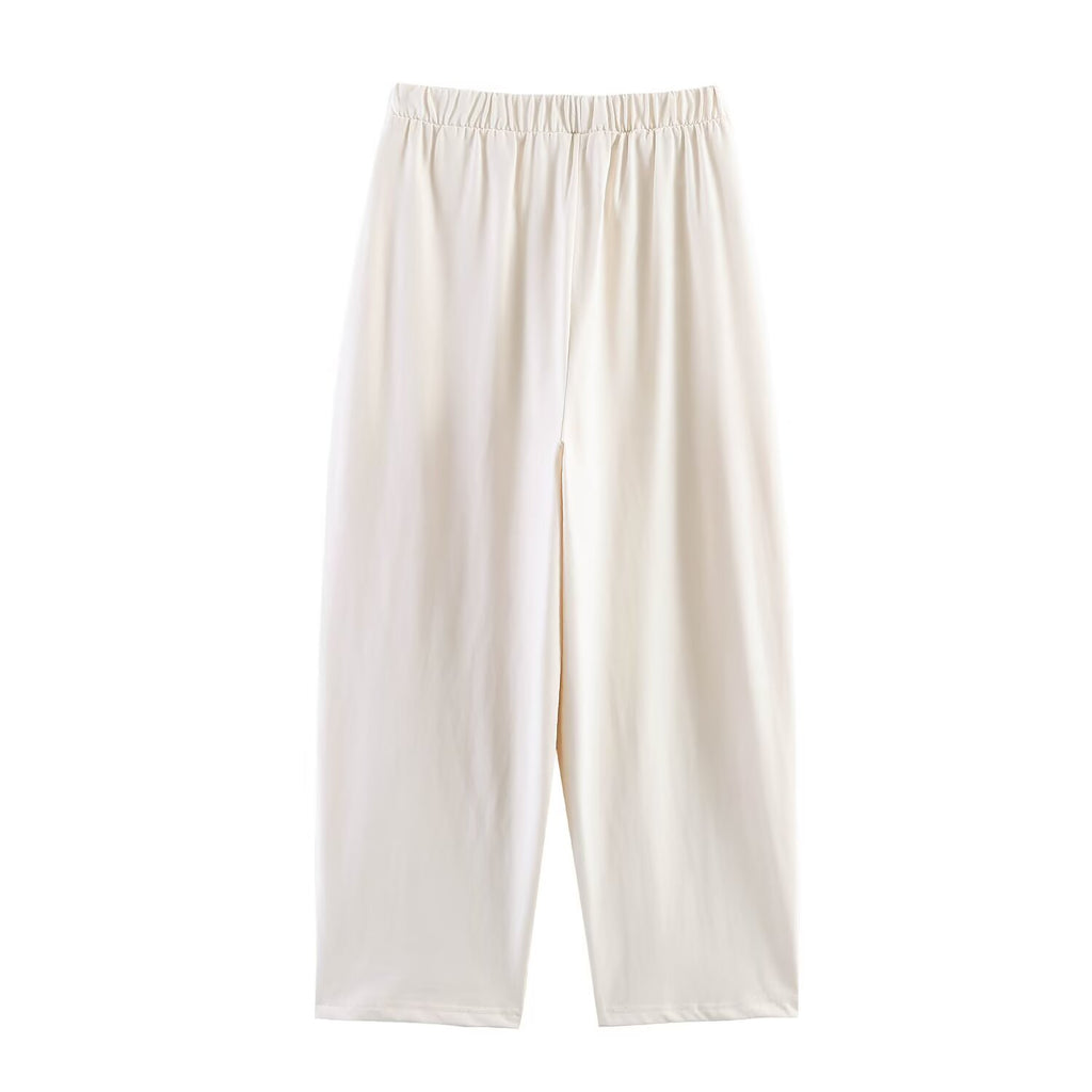Women Clothing Summer Long Sleeve Patchwork Sweater Balloon Pants Sets