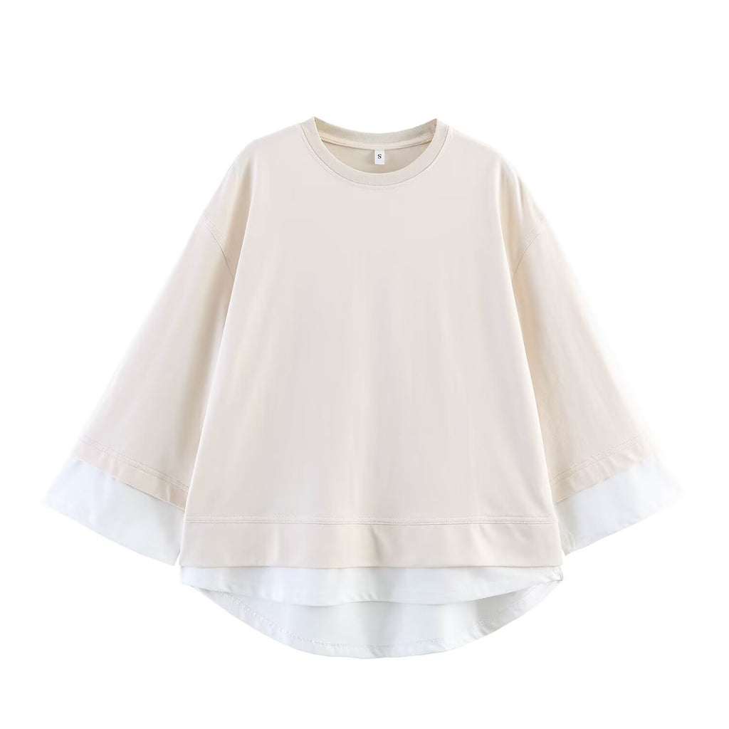 Women Clothing Summer Long Sleeve Patchwork Sweater Balloon Pants Sets