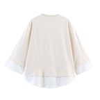 Women Clothing Summer Long Sleeve Patchwork Sweater Balloon Pants Sets