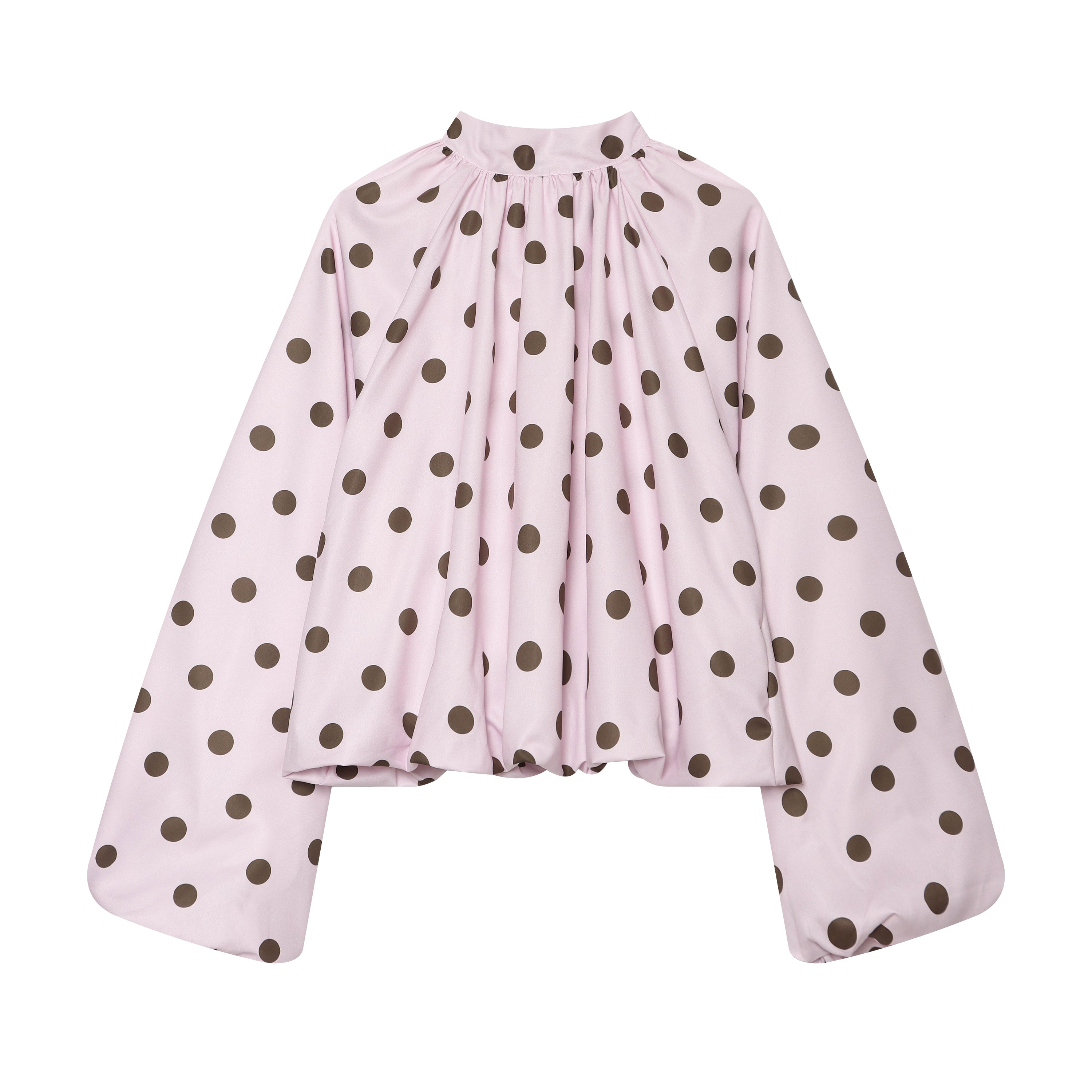 Women Clothing French Polka Dot Sleeve Top Back Bow Design