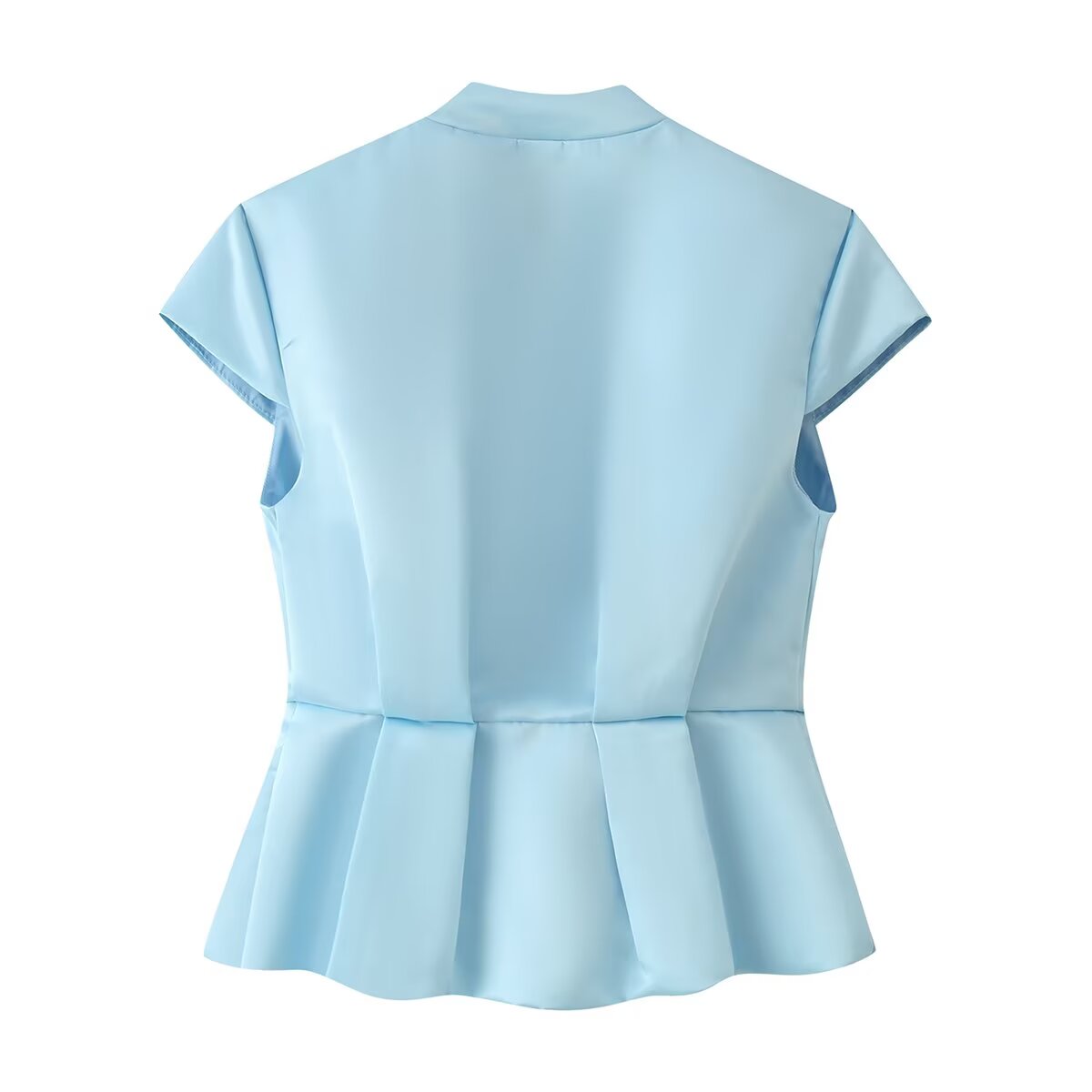 Summer Women Clothing Satin Pinch Pleated Top Satin Pinch Pleated Slim Fit Skirt Sets