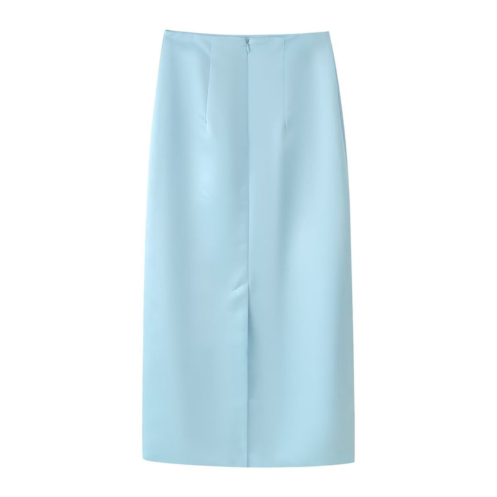 Summer Women Clothing Satin Pinch Pleated Top Satin Pinch Pleated Slim Fit Skirt Sets