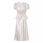 Puff Sleeve Waist Controlled Top Fishtail Two Piece Overskirt French Vintage Waist Elegant Outfit