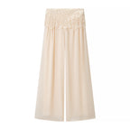 Women Clothing French Romantic Aura All Match Lace Top Pants Sets