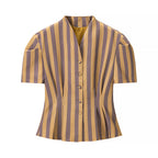 Women Clothing Summer Simple Striped Shirt Loose Casual