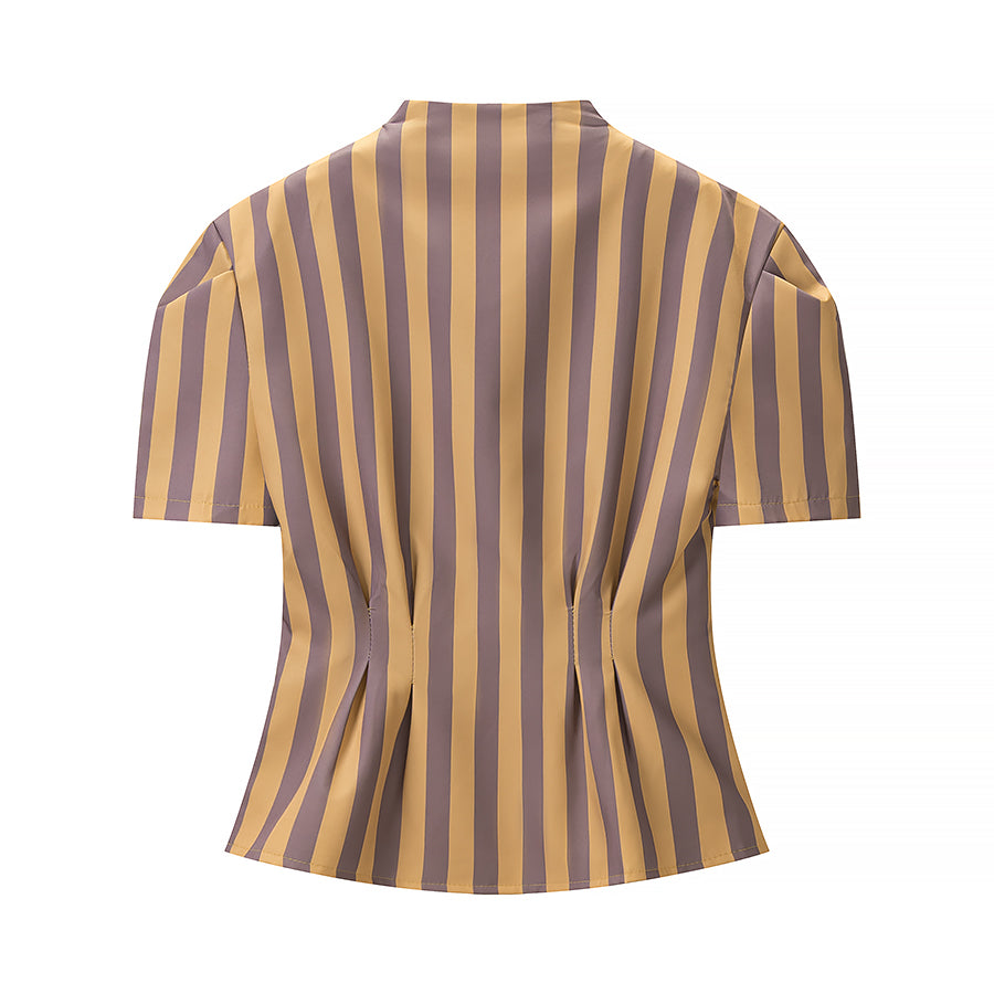 Women Clothing Summer Simple Striped Shirt Loose Casual