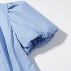 Women Clothing Top Casual Bud Edge Puff Sleeve Short Sleeve
