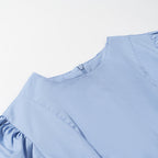 Women Clothing Top Casual Bud Edge Puff Sleeve Short Sleeve