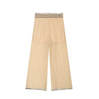 Women Clothing Color Contrast Stitching Vest Top Wide Leg Pant Sets