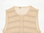 Women Clothing Color Contrast Stitching Vest Top Wide Leg Pant Sets