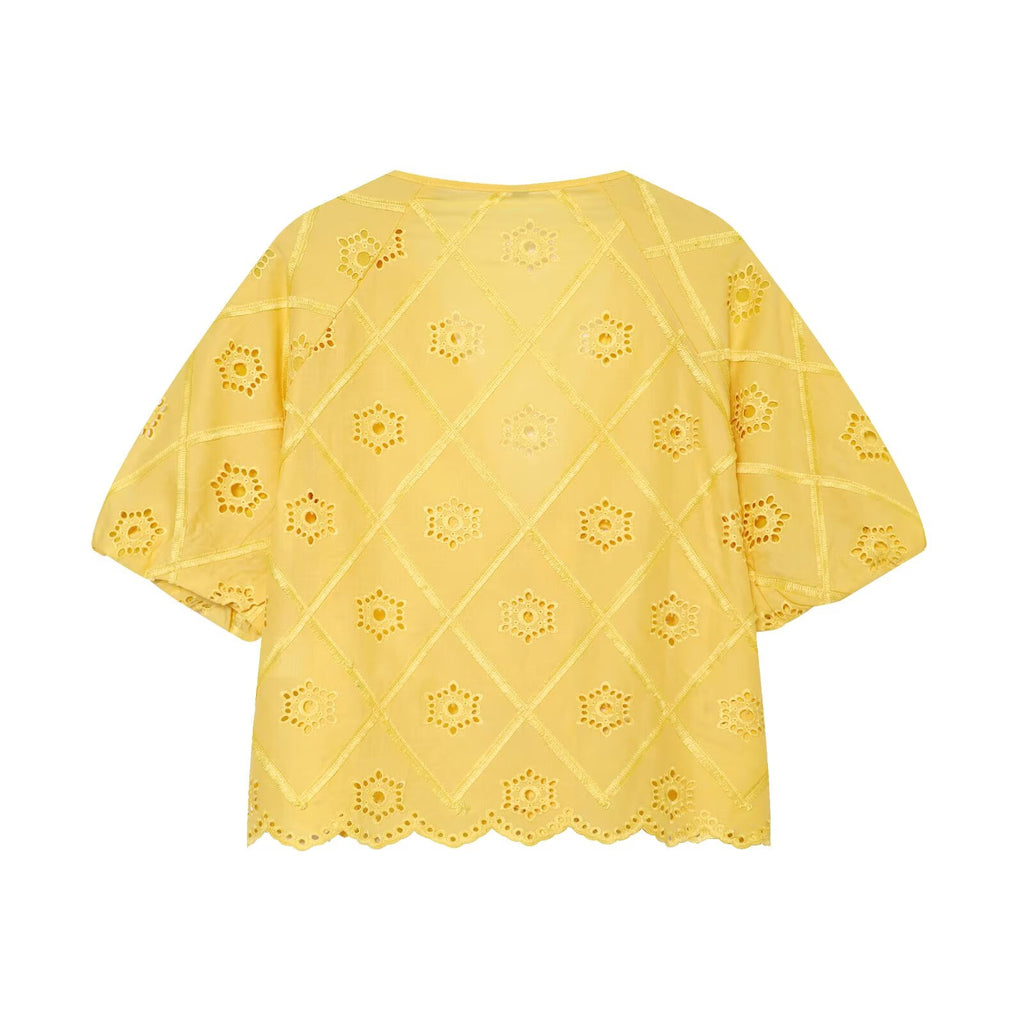 Women Solid Color Summer Embroidered Short Sets