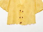 Women Solid Color Summer Embroidered Short Sets