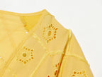 Women Solid Color Summer Embroidered Short Sets