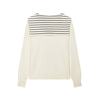Women Clothing Summer Casual Simple Striped Patchwork Top Knitwear Wide Leg Pants