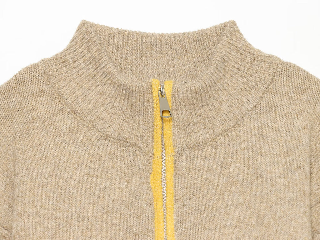 Contrast Color Casual Knitting Women Office All Matching